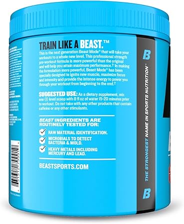 Amazon Com Beast Sports Nutrition Beast Mode Beast Punch 8 47 Oz Next Level Pre Workout Build Strength Maximize Focus Increase Endurance 30 Servings