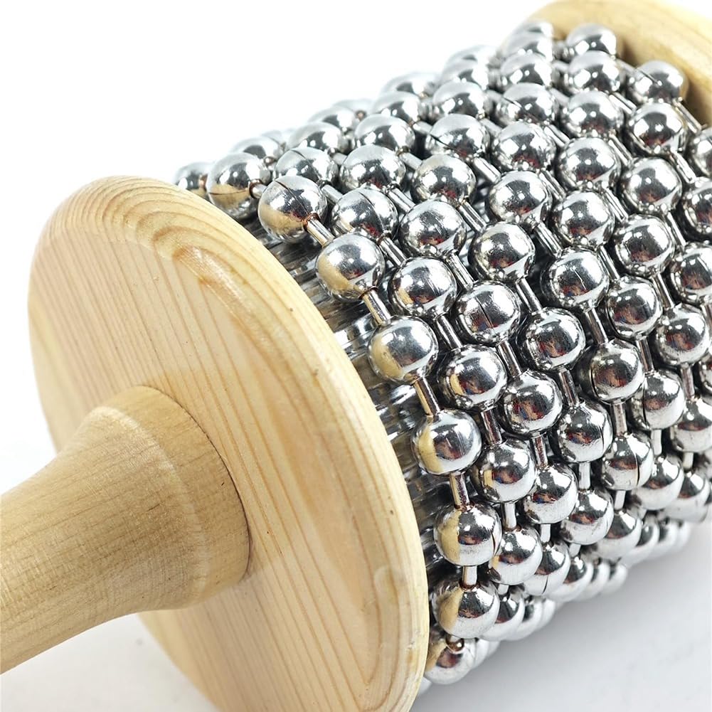 1 PCS Diamètre 13,5 cm Kabasa en Bois à Main, Instrument de Percussion Manivelle en Bois+Métal Comme Indiqué pour L'Éducation Musicale des Adultes
