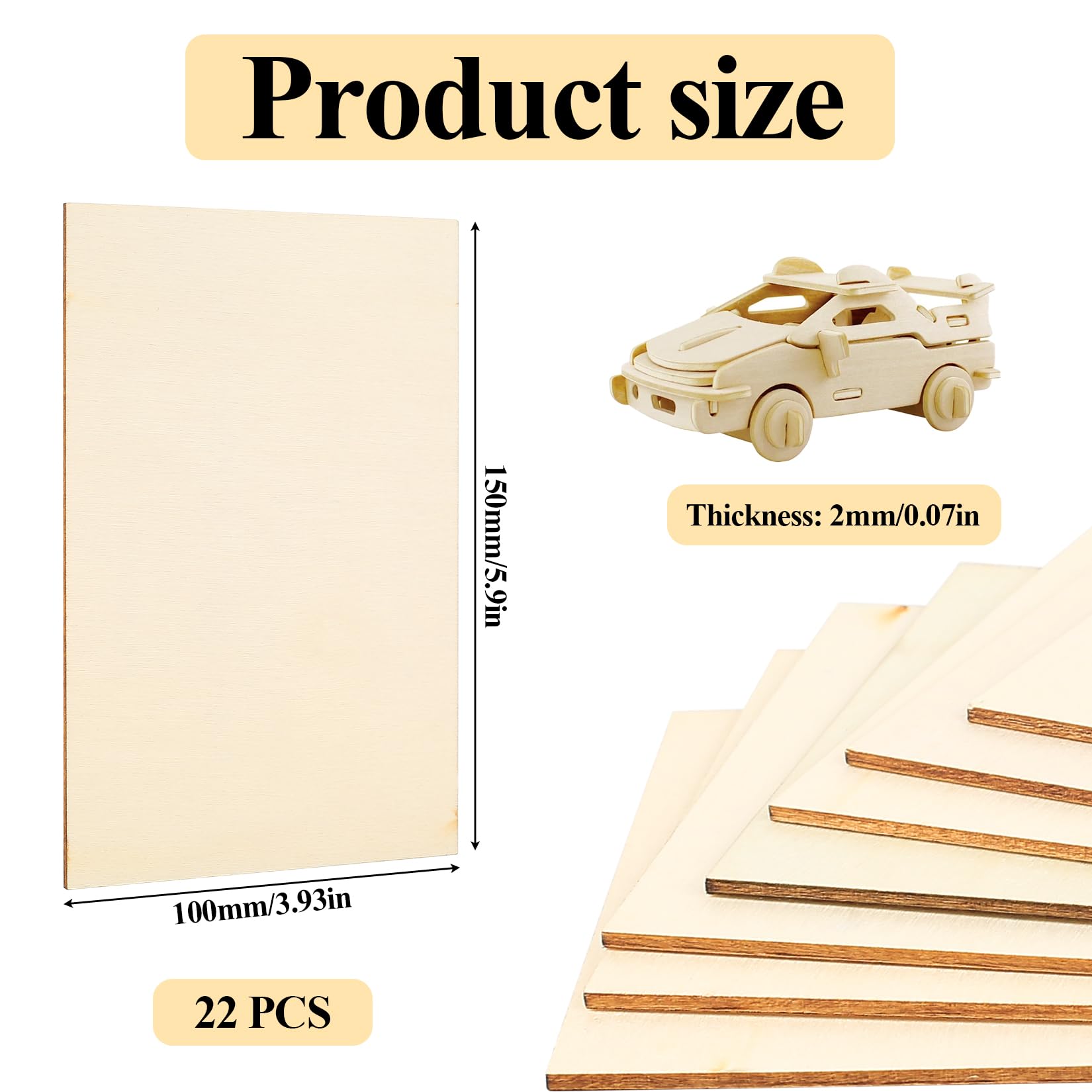 22 Pz Fogli di Legno di Balsa, Pannello Compensato Grezzo, Pannelli in legno di Compensato, Pannello in Legnos, Tavola di Legnos per Modellismo Artigianati Fai-da-Te Decorazioni (150 x 100 x 2 mm)