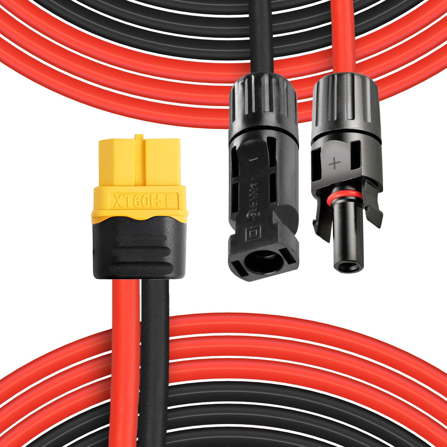 XT60 Charge Extension Cable 100Ft 10AWG or 2/6/10/20/25/35/50/100Ft 6mm²/10AWG Solar Connector to XT60 Cable for Portable Power Station, LiFePO4 Battery, RV and Solar Generator