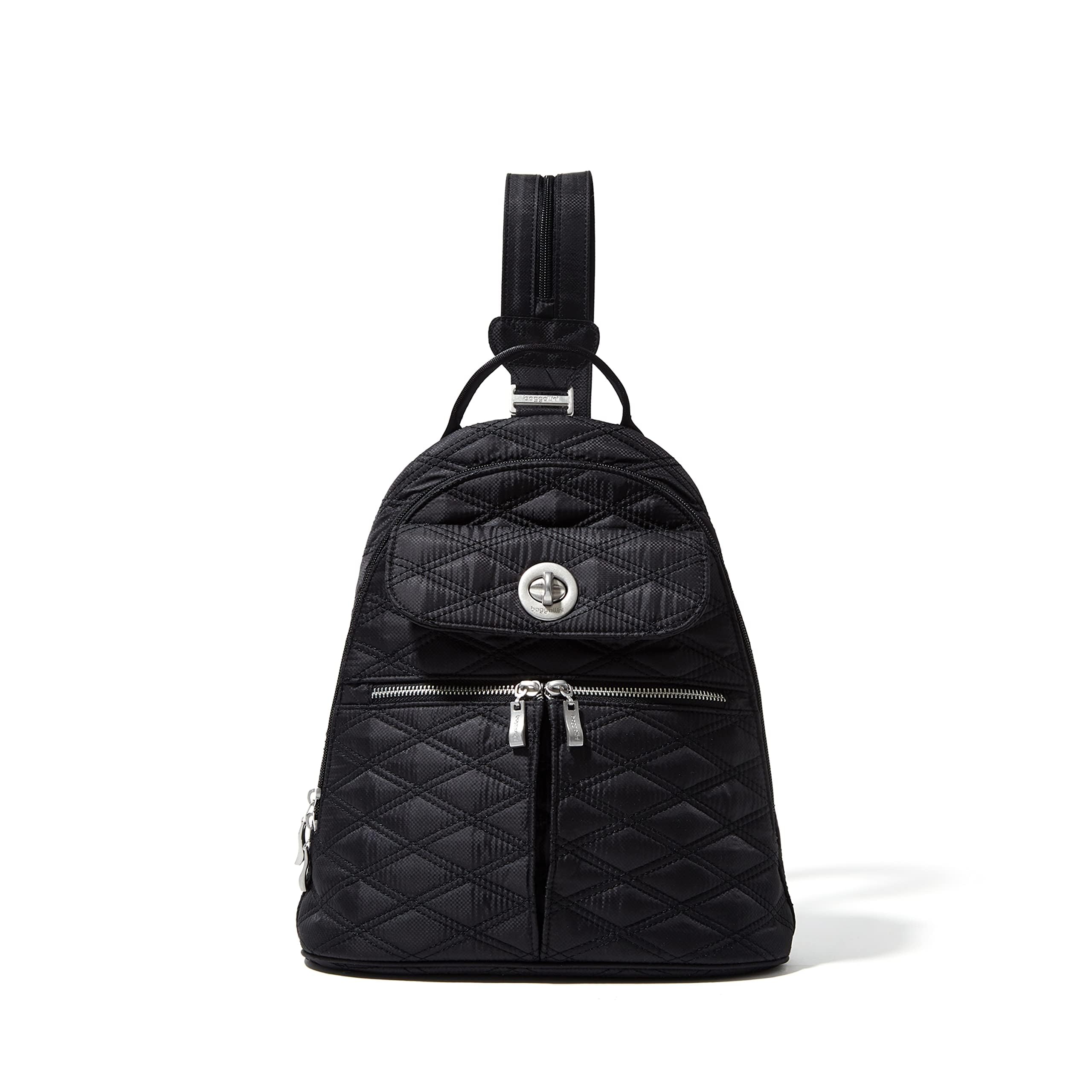 Baggallini Women's Naples Convertible Backpack, Black Quilt, One Size