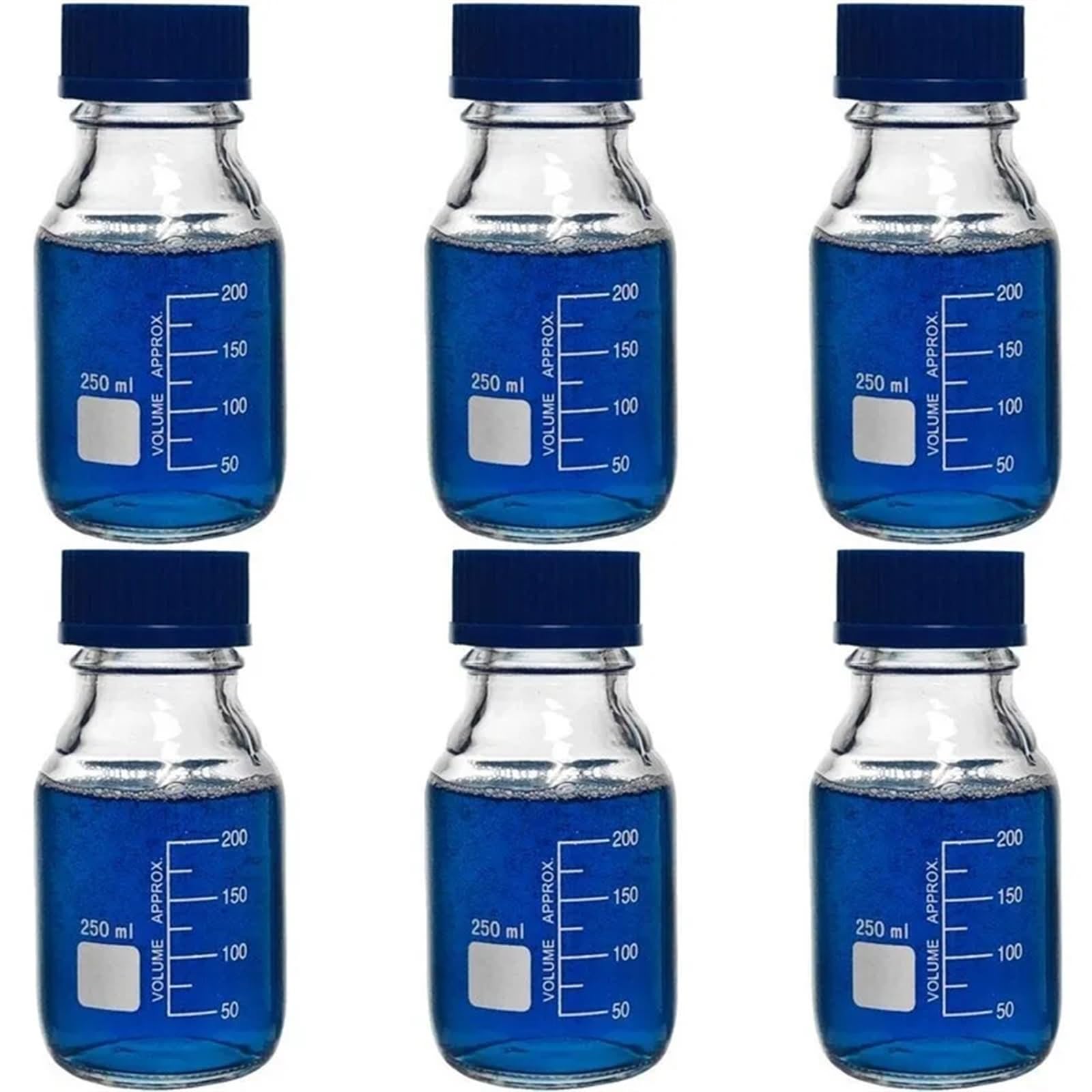 2 pezzi 50ml/100ml/250ml/500ml bottiglie di vetro rotonde for la conservazione dei media con tappo a vite GL45, vetro borosilicato(100ml)