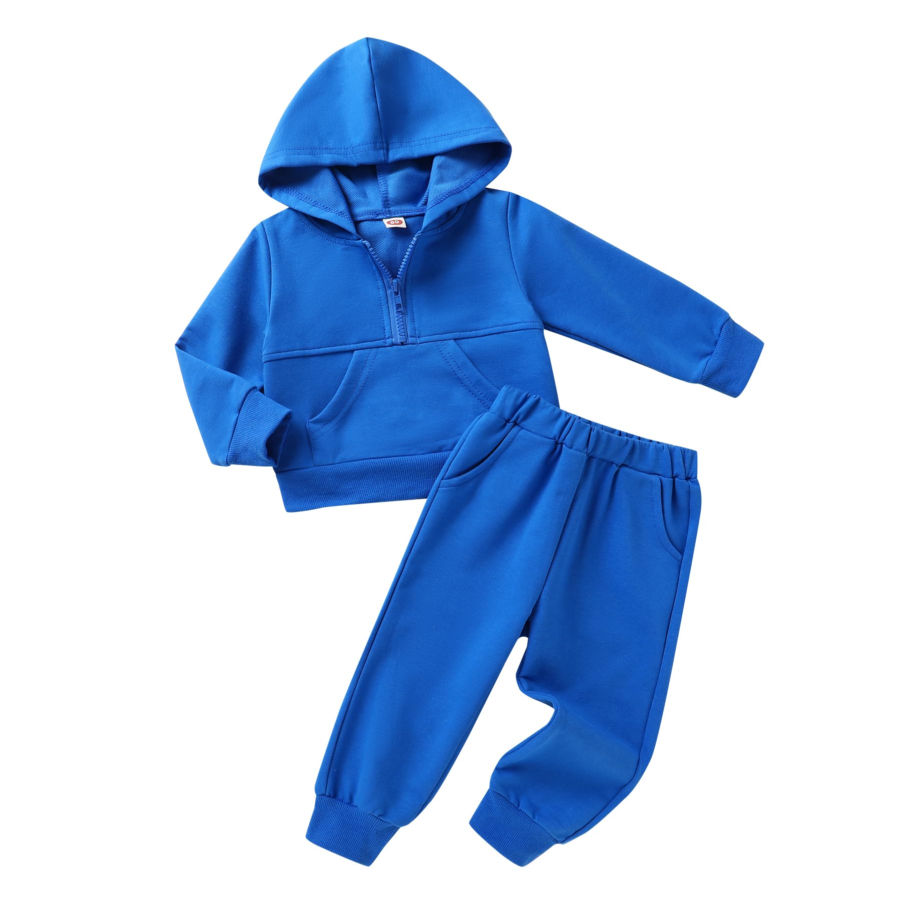 Happy Town Baby Clothes for Girls Boys Solid Color Half-Zip Sweatshirt and Sweatpants Outfits Set Fall Toddler Sweatsuit