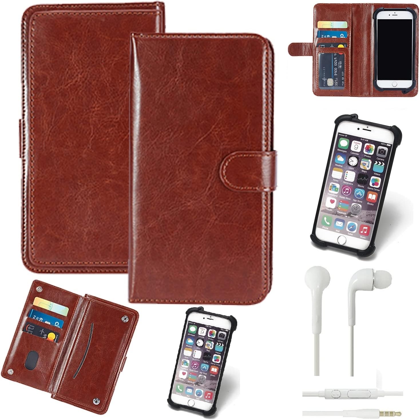 K-S-Trade Protective Case For Huawei Nova 8 Pro King Of Glor Wallet Case Compatible With Huawei Nova 8 Pro King Of Glory Edition With Headphones Card Holder Magnetic Closure Flip Case Cover Brown 1x