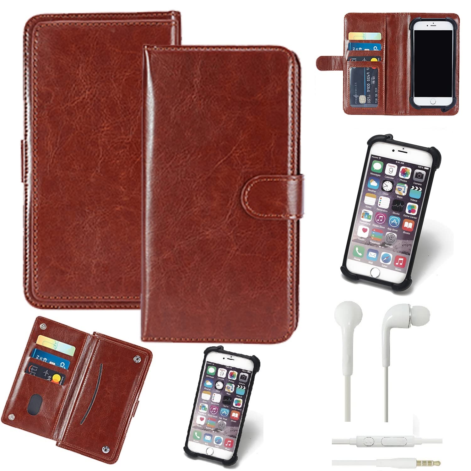 K-S-Trade Protective Case For Huawei Nova 8 Pro King Of Glor Wallet Case Compatible With Huawei Nova 8 Pro King Of Glory Edition With Headphones Card Holder Magnetic Closure Flip Case Cover Brown 1x