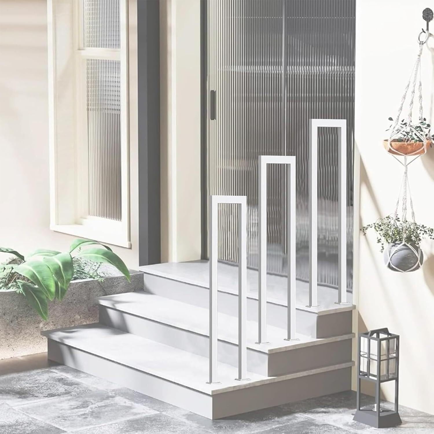 U-Shaped Stairs Handrail, Indoor Stair Railing, Steps Handrails for Indoor Outdoor, Square Transitional Railing Handrails, for Porch, Loft, Corridor, Garden Fence Armrest(85CM/2.7FT)