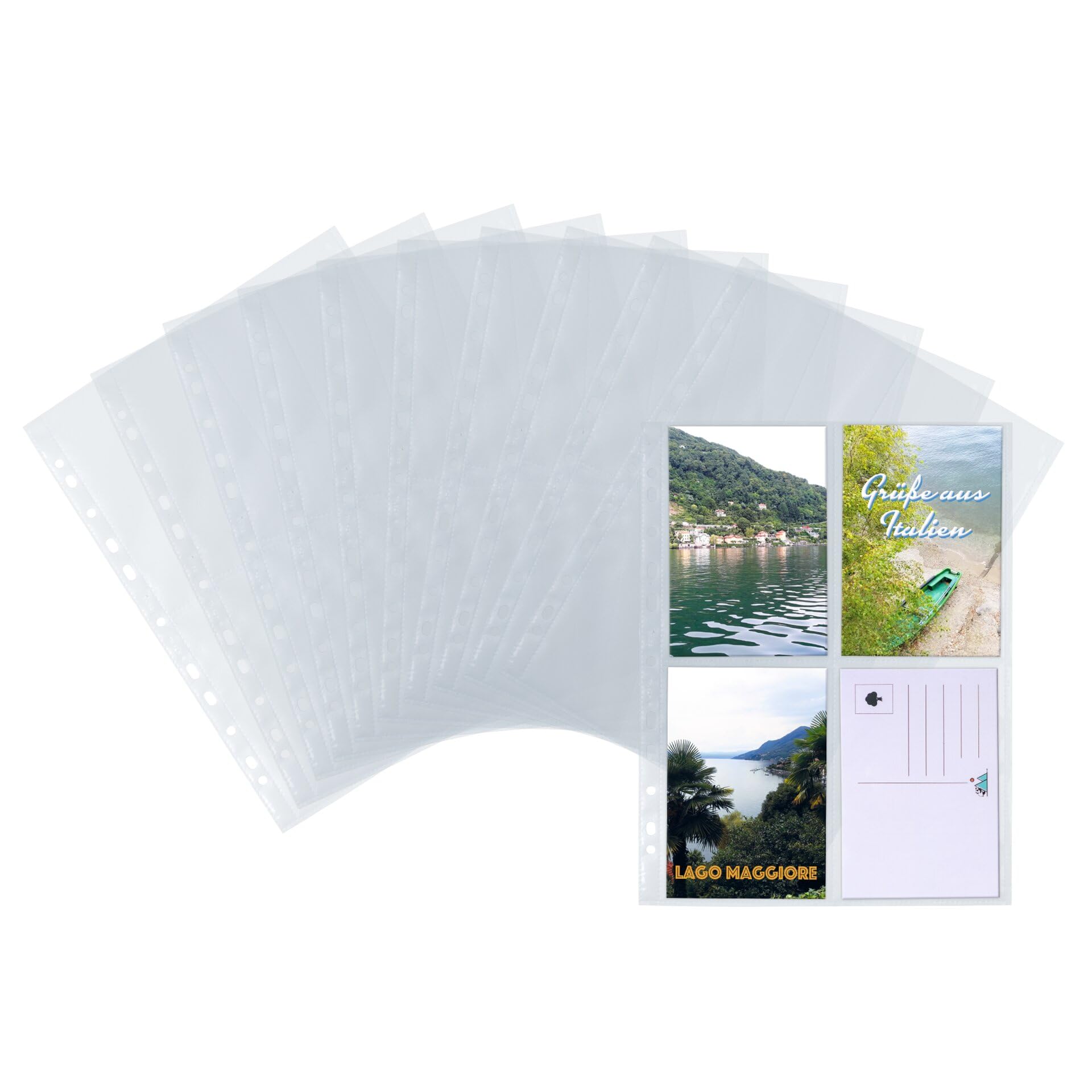 HERMA 7599 Fotohüllen für Ordner, 250 Stück, 10x15 cm, 4 Fächer geteilt, beidseitig sichtbar, Fotophan Fotosichthüllen Sammelhüllen Postkartenhüllen Prospekthüllen mit Eurolochung, transparent