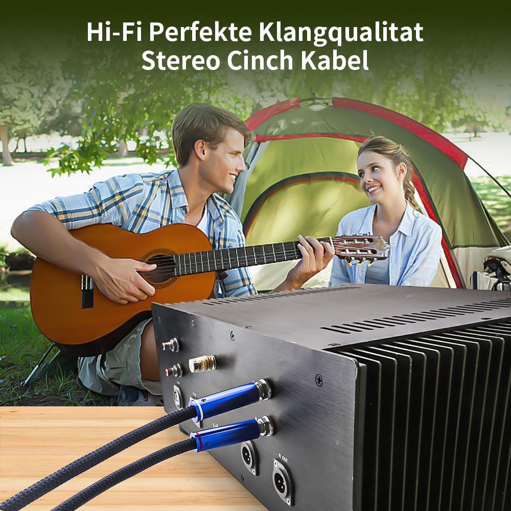 High-End Cinch Kabel ，Versilberte Leiter Aus Sterlingsilber Hifi Chinch Kabel,2 X 2 Stecker, Stereo-Audiokabel,Für Cds, Verstärker, Audiogeräte, Decoder (2M)