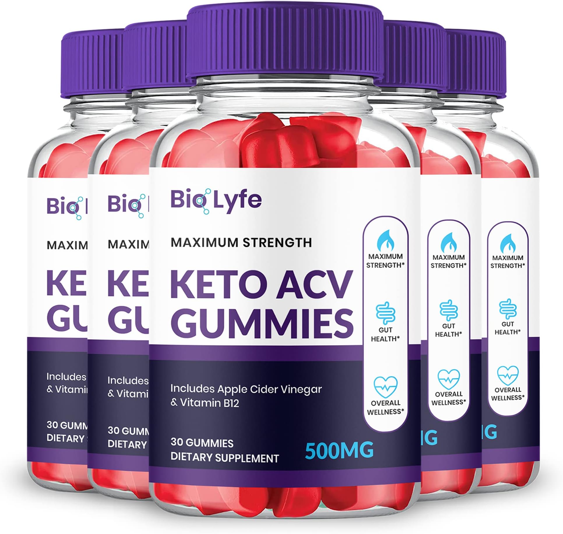Prime Ninja Bio Lyfe Keto ACV Gummies Maximum Strength Official, 5 Bottles