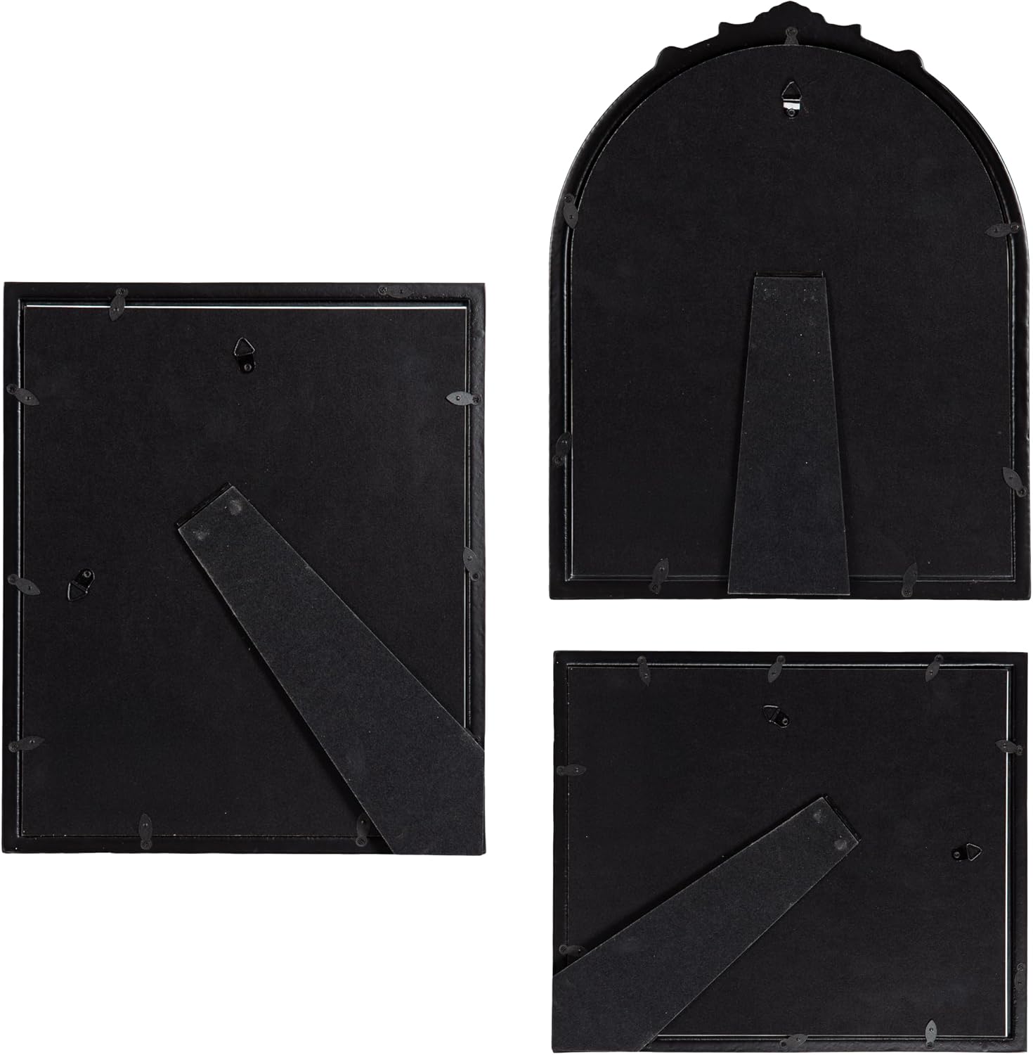 Kate and Laurel Arendahl Three-Piece Picture Frame Set, Black, Set of 3, Varying Sizes, Vintage Rectangle and Arched Photo Frame Set for Use as Gallery Wall Frames