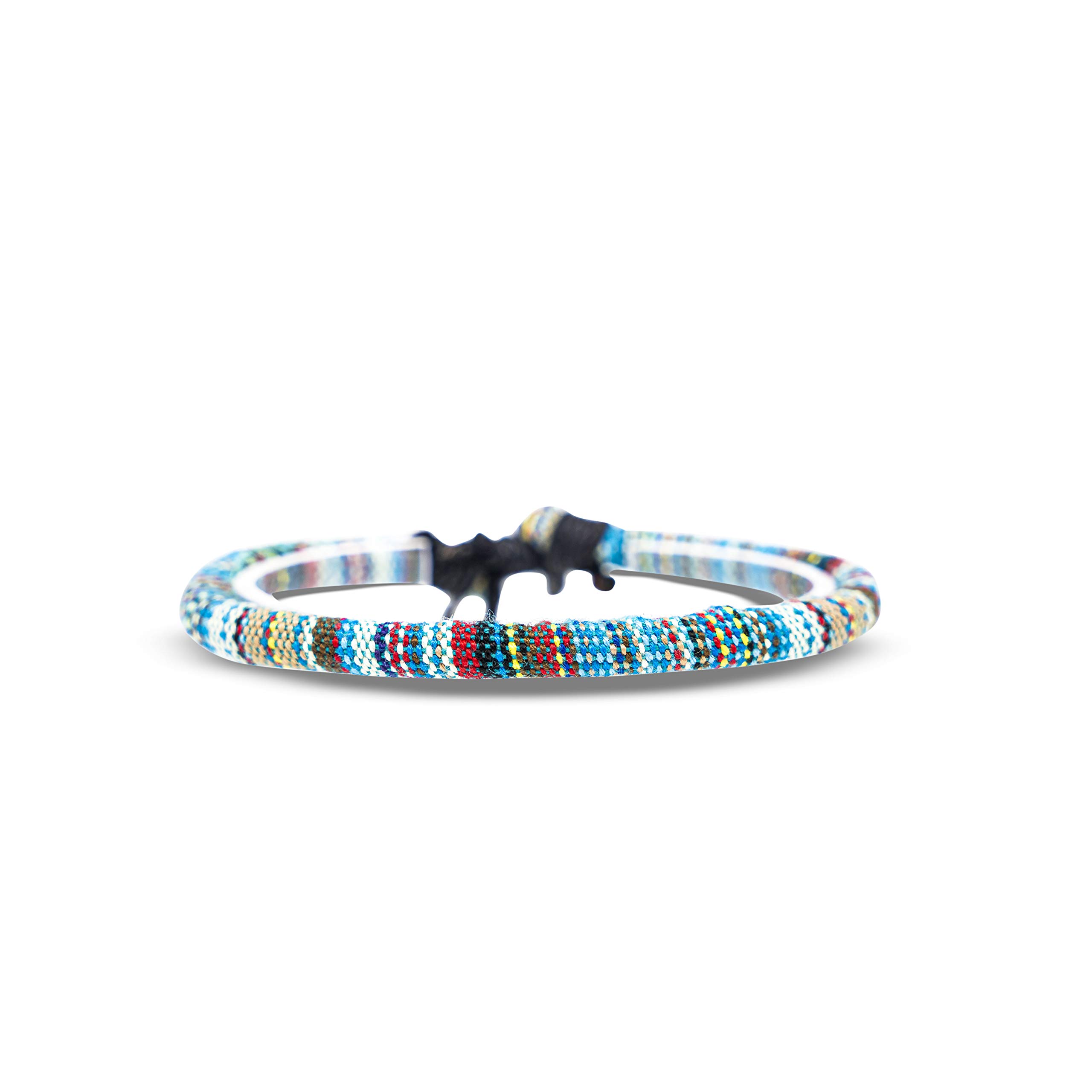 Made by Nami Surfer Fußband Damen & Herren - Boho Ethno Hippie Fußkettchen - Handmade Strand Festival Accessoires - 100% Wasserfest & Verstellbar - 100% Ökologische Baumwolle Rund (Hell-Blau)