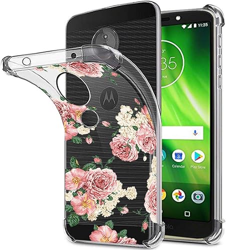 Miniatura 3 de Ueokeird Funda para Moto G6 Play, funda para Moto G6 Forge con flores, delgada y transparente a prueba de golpes, patrón floral, suave, flexible,