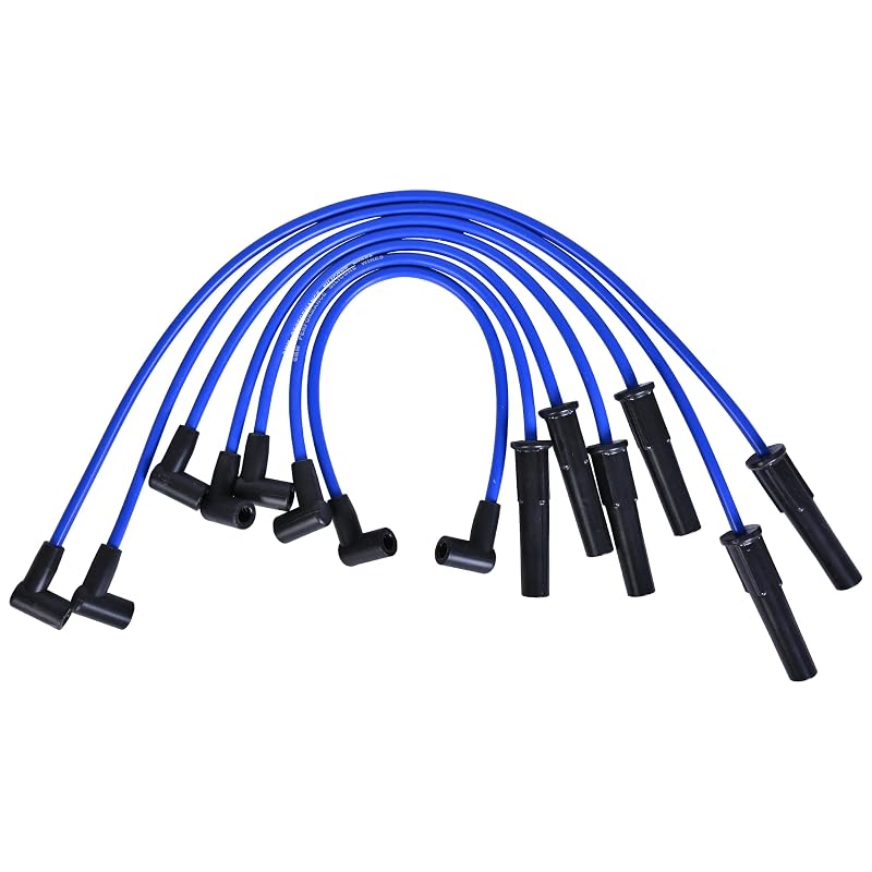 Jogo de cabos de vela RLP 8,0 mm azul para distribuidor HEI Ford Truck 6 cilindros 250 300 4.9L – 7 unidades