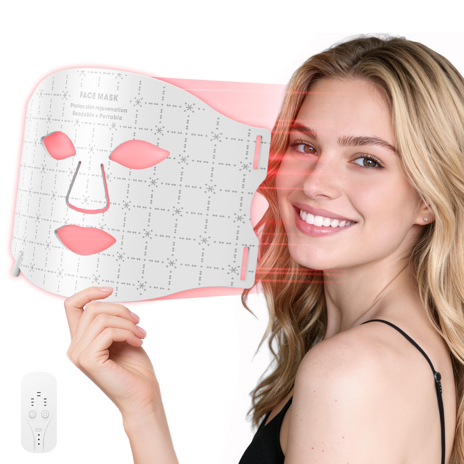 Red Light Therapy for Face Neck Red Light Mask 7-1 Colors LED Light Therapy mask Rechargeable LED Face