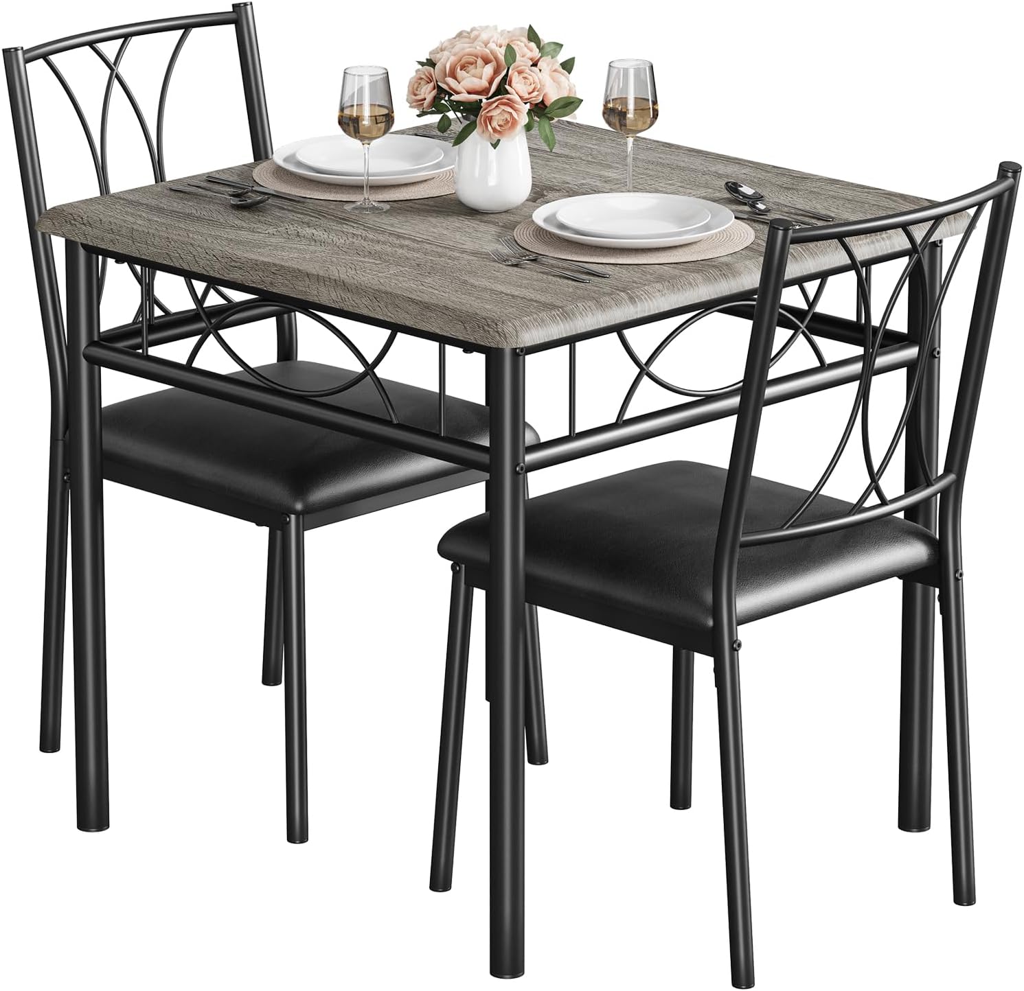 Amazon.com - GAOMON Table Set for 2 Dining, Grey - Table & Chair Sets