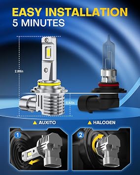 AUXITO H10 9145 LED Fog Light Bulbs, 6500K Ultra White 1000% Increased Brightness, Precision 1:1 Mini Design, Simple Plug Play Installation, Stable Illumination, 99% Vehicles Supported, Pack of 2
