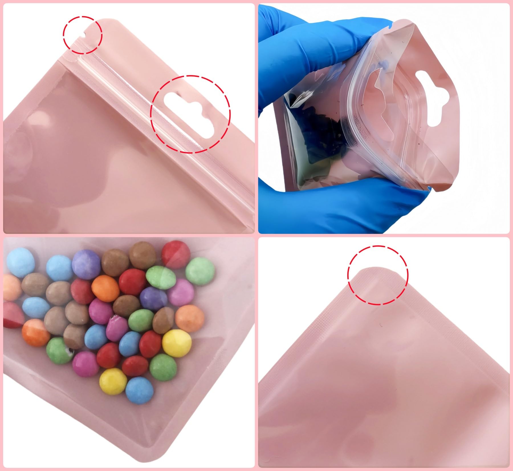 Rimiko 100 Pcs Sachets Zip Refermables avec Fenêtre, Sachet Zip Mylar Hermétique, Sachets Plastiques Zip, Pochon Zip Holographique pour Emballage et Stockage des Aliments (Rose Holographique, 7x10cm Rimiko 100 Pcs Sachets Zip Refermables avec Fenêtre, Sachet Zip Mylar Hermétique, Sachets Plastiques Zip, Pochon Zip Holographique pour Emballage et Stockage des Aliments (Rose Holographique, 7x10cm