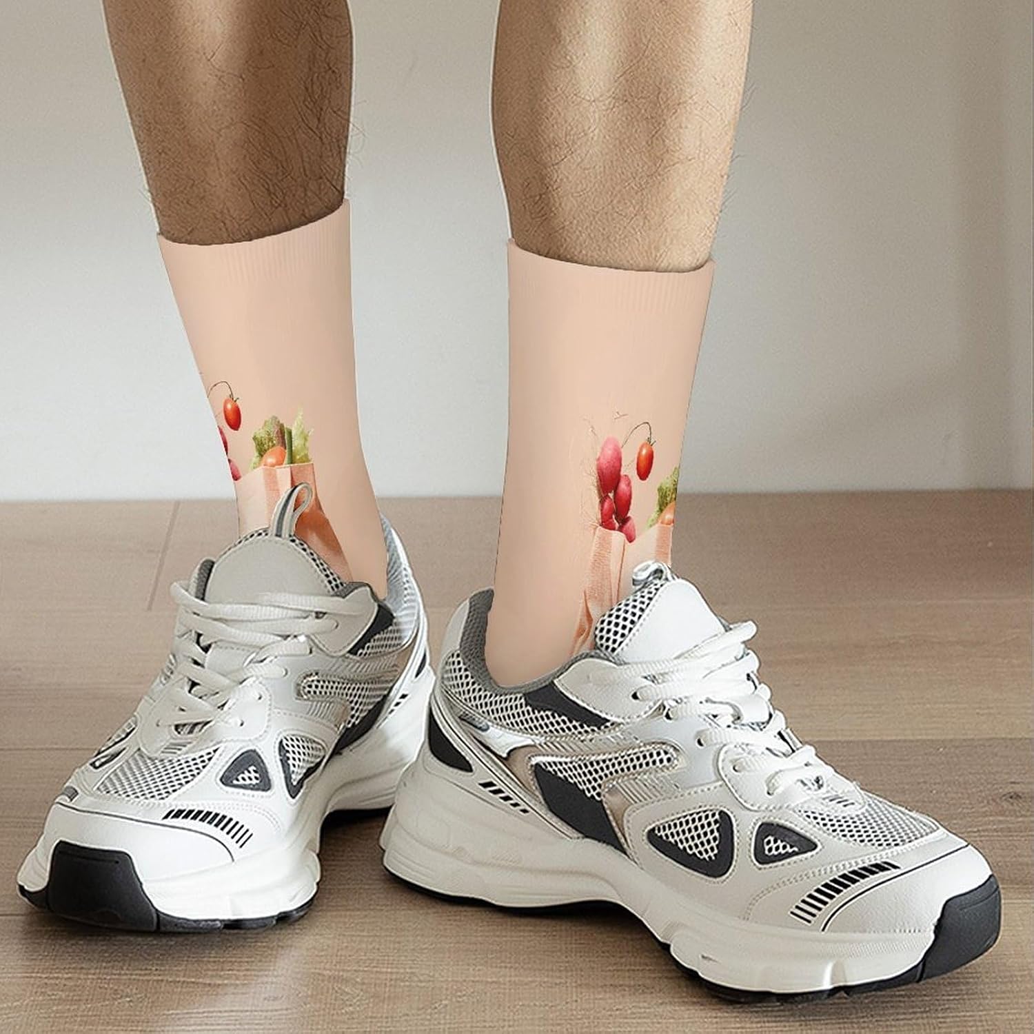 Fruits And Vegetables Crew Sock High Stocking Grippy Socks | Socks for Men & Women,Stockings-Long Thin Tube Sports, Breathable Soft Athletic for Nurses,Travel