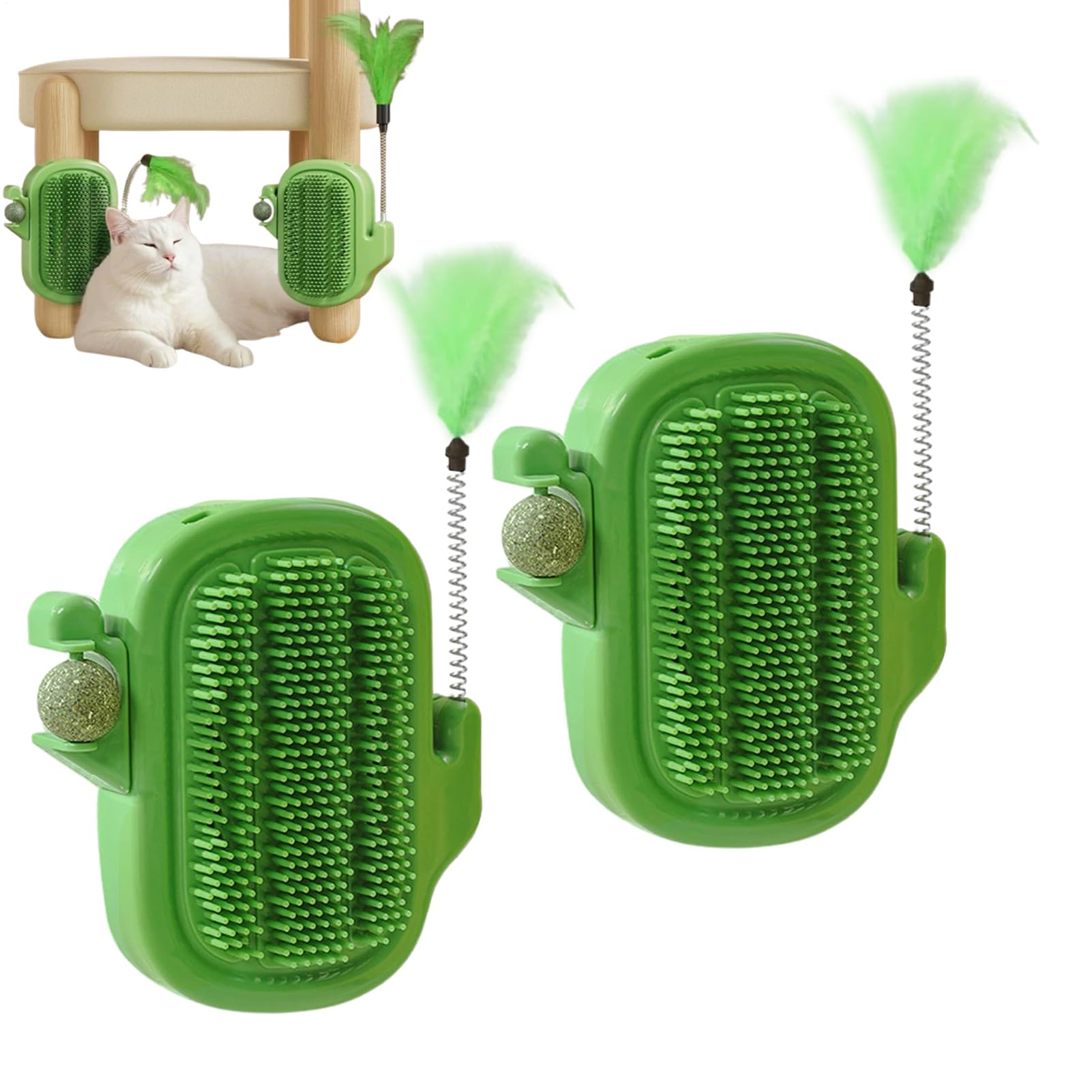 Cat Face Scratchers - with Catnip Ball Corner Toys | 2-Piece Cat Wall Brush Scratch Pad,for Kitten Pet Shedding Scratching Lounging Indoor Door Chair Furniture