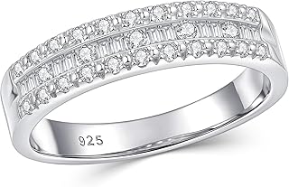 Moissanite Rings for Women 925 Sterling Silver Wedding Bands Pave Emerald Eternity Band Ring Size 5-13