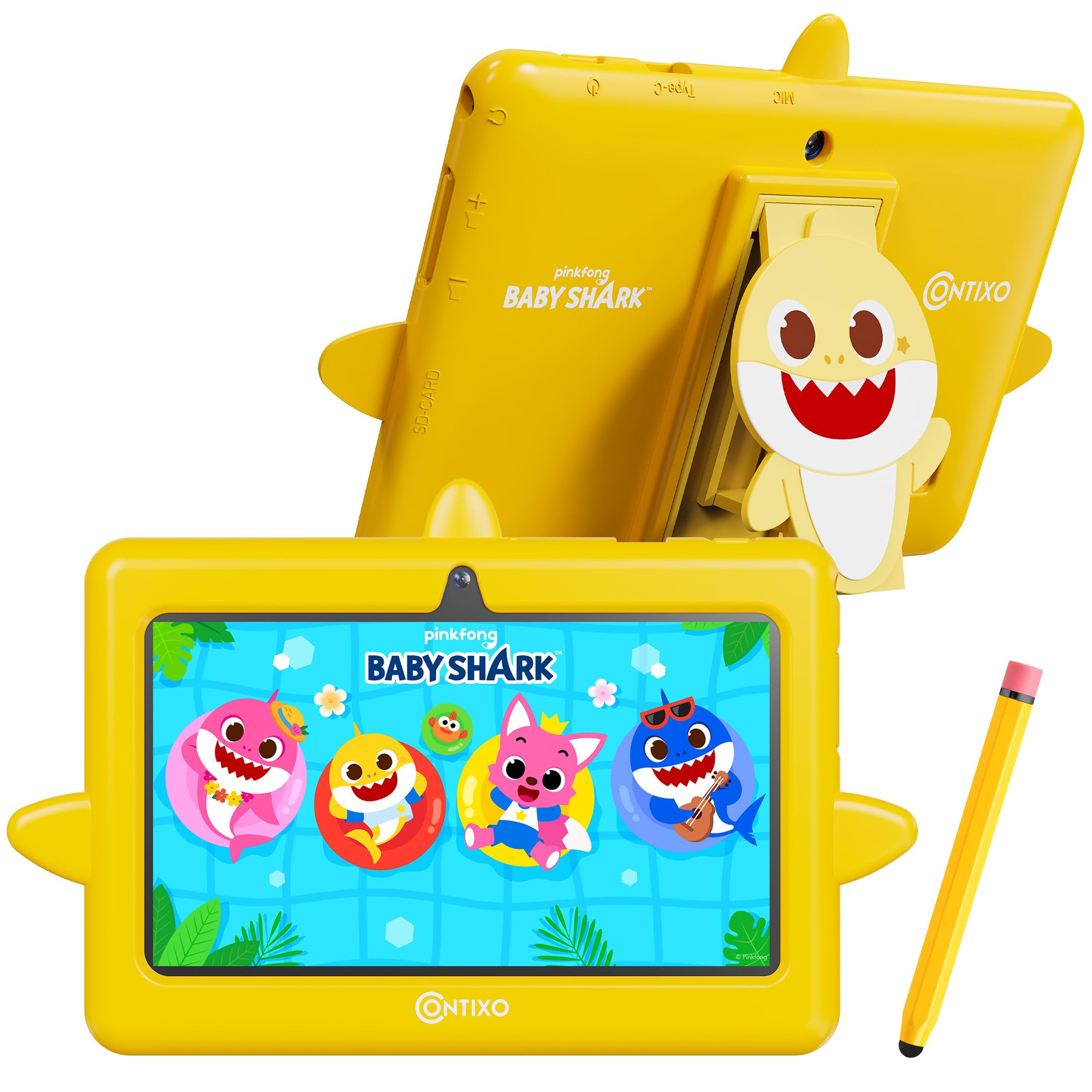 Contixo Pinkfong Baby Shark A8 7” Kids Tablet Android 16, 32GB, Yellow