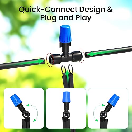 Miniatura 4 de MIXC Sistema de riego de invernadero de 65 pies, conector rápido y eficiente, sistema de riego automático de niebla con tubo en blanco de 14