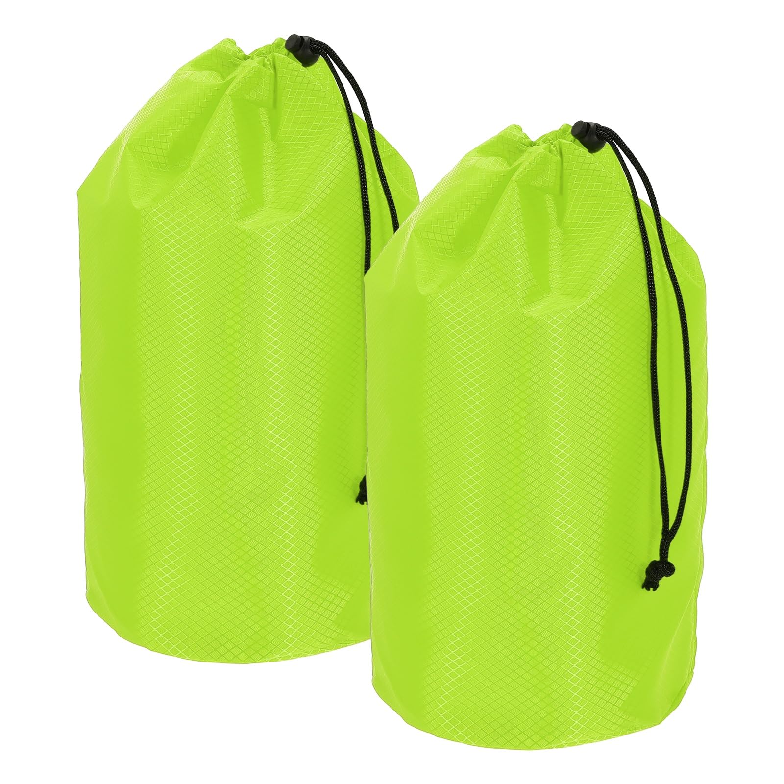 YELARXI Stuff Sack, Waterproof Ditty Bags Storage Sacks Portable Outdoor Ultralight Drawstring Dry Stuff Bag Gear with Toggle 7x13In & 2 Pack & Green for (Backpacking Camping Hiking)