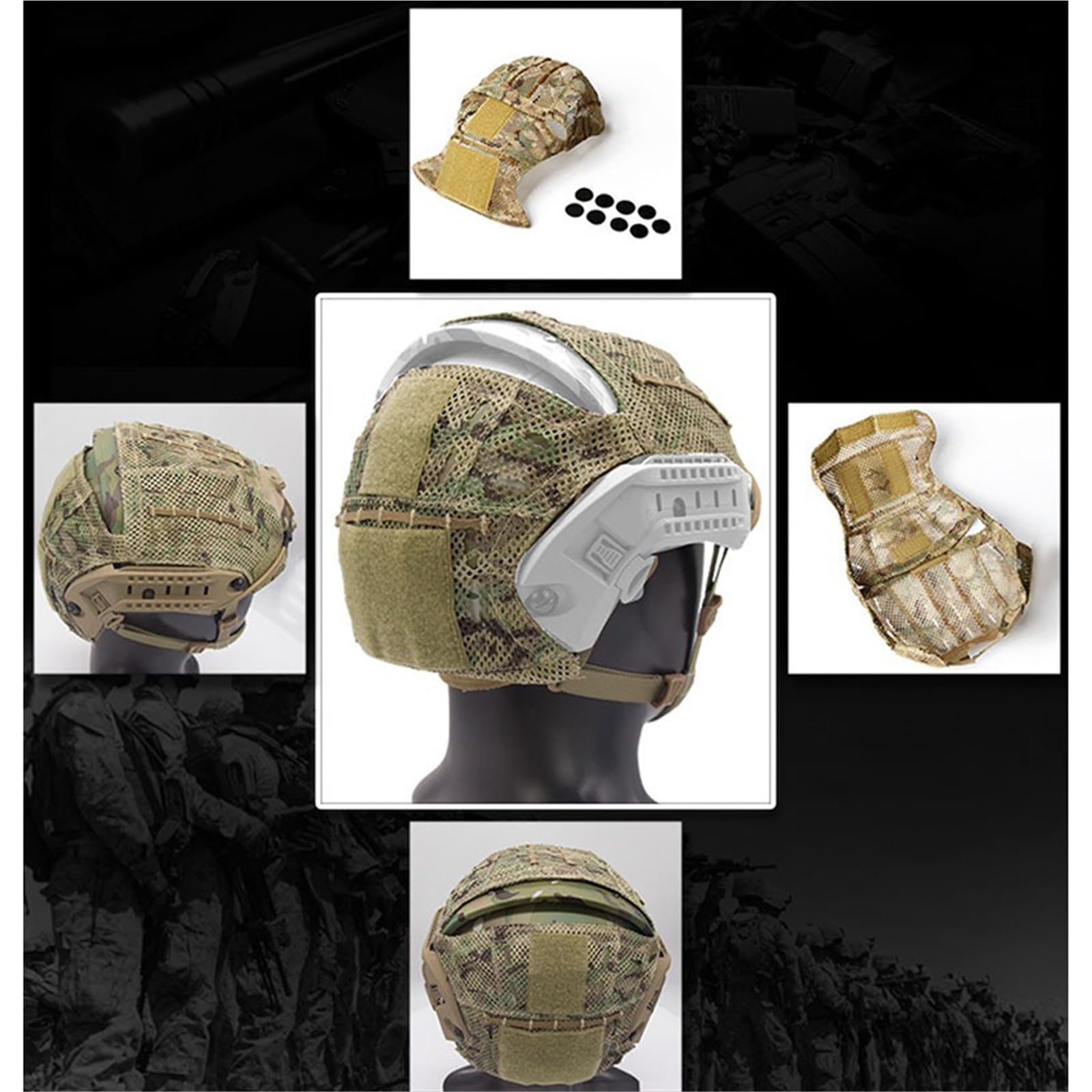 WLXW Funda Tela Casco Táctico para Cascos Combate Similares Tela Malla Especial 2 En 1 Casco Equipo Caza CS Airsoft