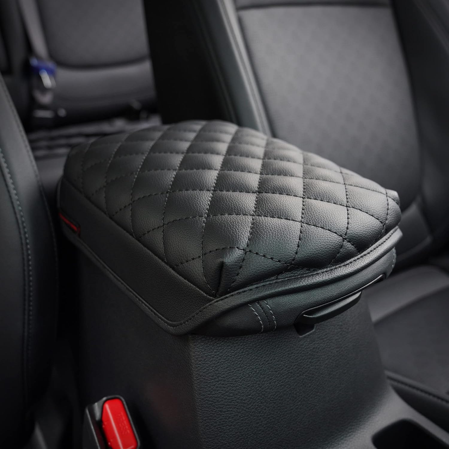 KMMOTORS Seltos(2020~2025) Center Console Cover, Armrest Cushion, Console Protector, Vegan Leather, Seltos Accessories