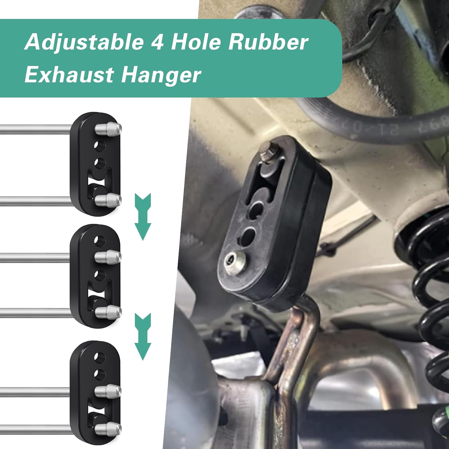 Damwot Exhaust Hangers Rubber Muffler Hanger, 4 Holes 12mm (0.47inch) Universal Insulator Bushing Shock Absorber Bracket, Rubber Exhaust Hangers, Muffler Bracket Mount (2PCS)
