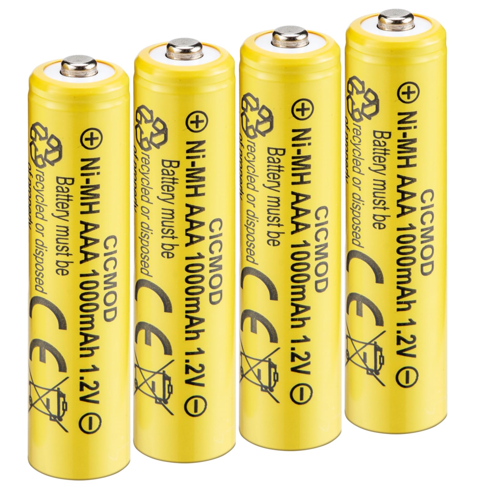 CICMOD Piles Rechargeables Ni-MH AAA 1000mAh HR03, Haute Capacité pour Produits Solaires et Électroniques Quotidiens, Lo