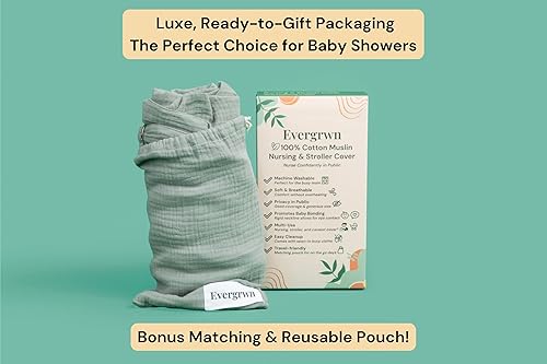 Miniatura 7 de Superior Design Evergrwn - Cubierta de lactancia multiusos para lactancia materna, 100% algodón, transpirable, con cuello de arco, cubierta