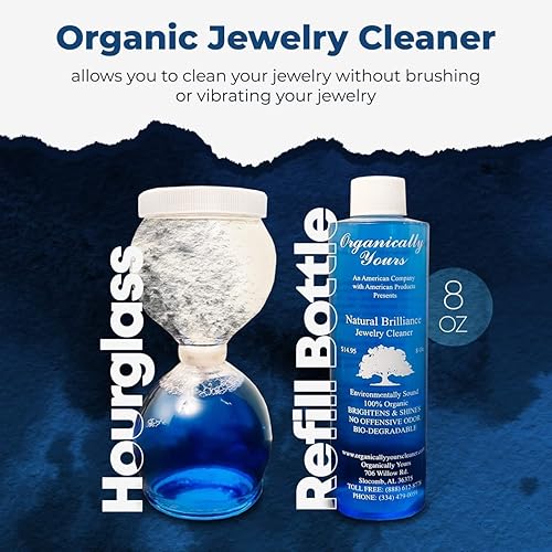 Miniatura 5 de Organically Yours Limpiador de joyas Botella de repuesto con solución natural para plata esterlina, oro y diamante. Pule suavemente y elimina el