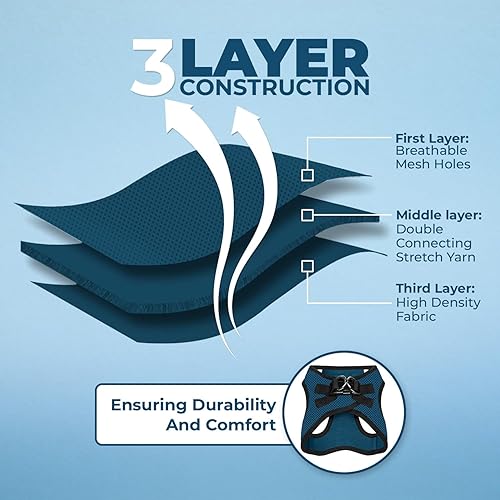 Miniatura 4 de Best Pet Supplies - Arnés de malla para todo clima  de felpa, reflectante, sin tirón para perros pequeños, medianos, gatos - Se asegura con cierre