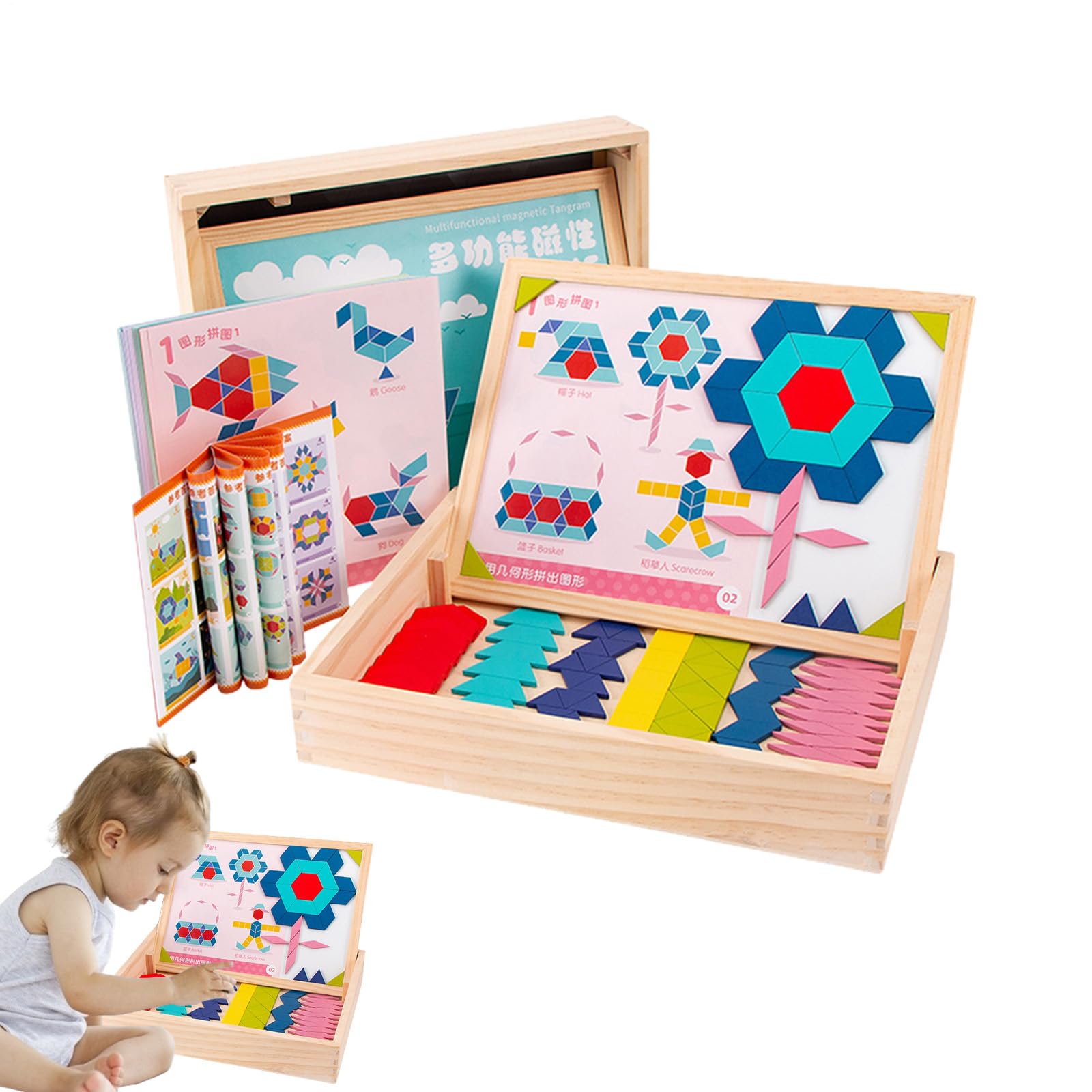 Giocattolo 210 Pezzi Multicolori con Attività Rompicapo a Stimolo Mentale | Tessere Forme Tavole Puzzle Per Bambini per Età Prescolare Asilo e Scuola Materna