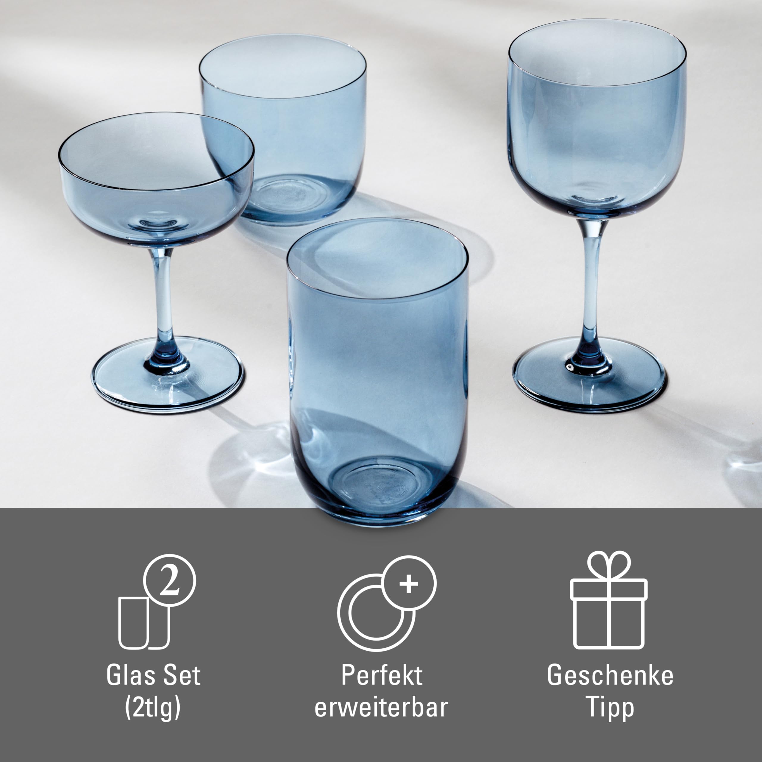 like. by Villeroy & Boch - Like Ice Long Drink Glass Set 2 pces, Coloured Glass ice Blue, Capacity 385 ml - Image 4