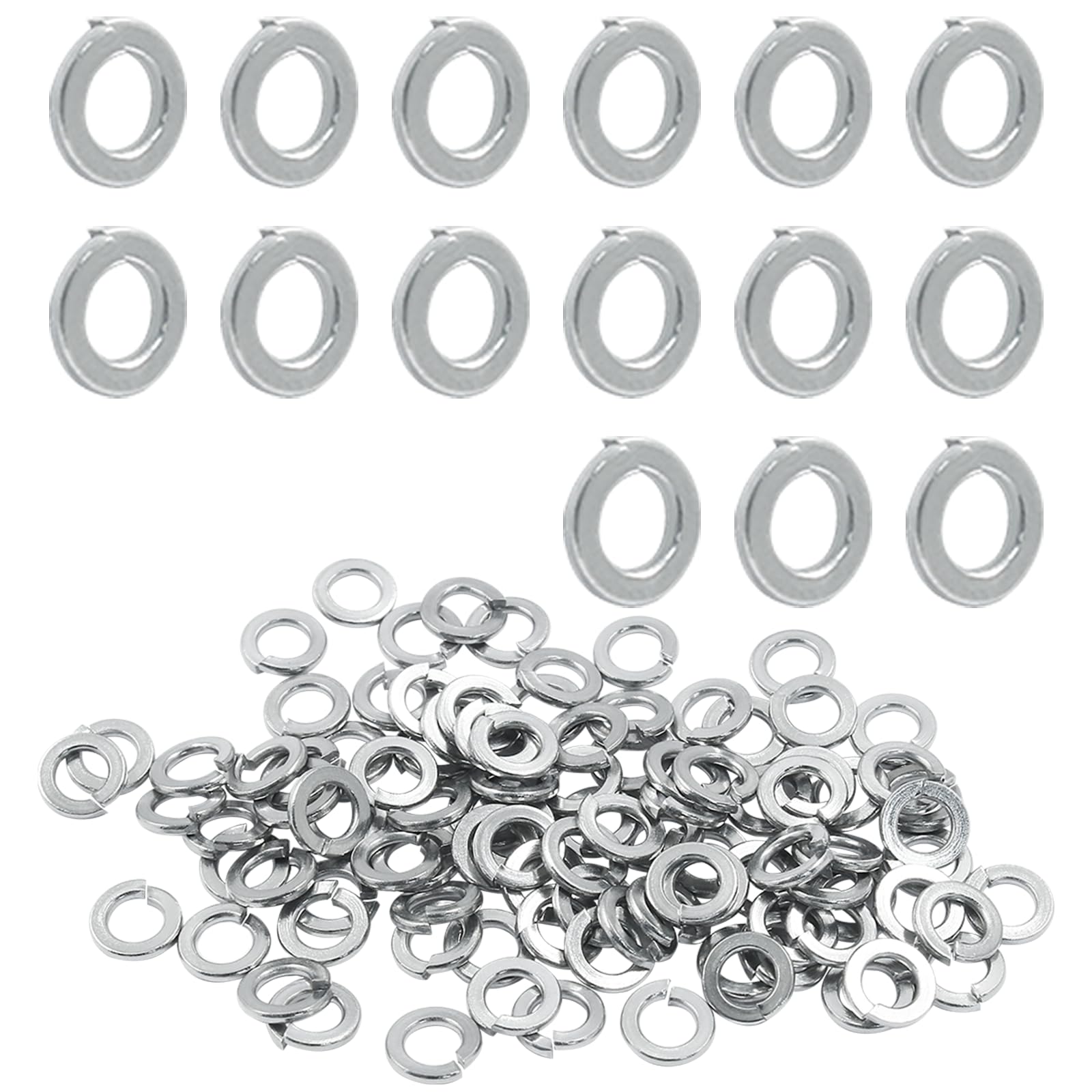 BokWin 100 Pcs Spring Lock Washer #6 Stainless Steel Split Lock Washers(Silver)