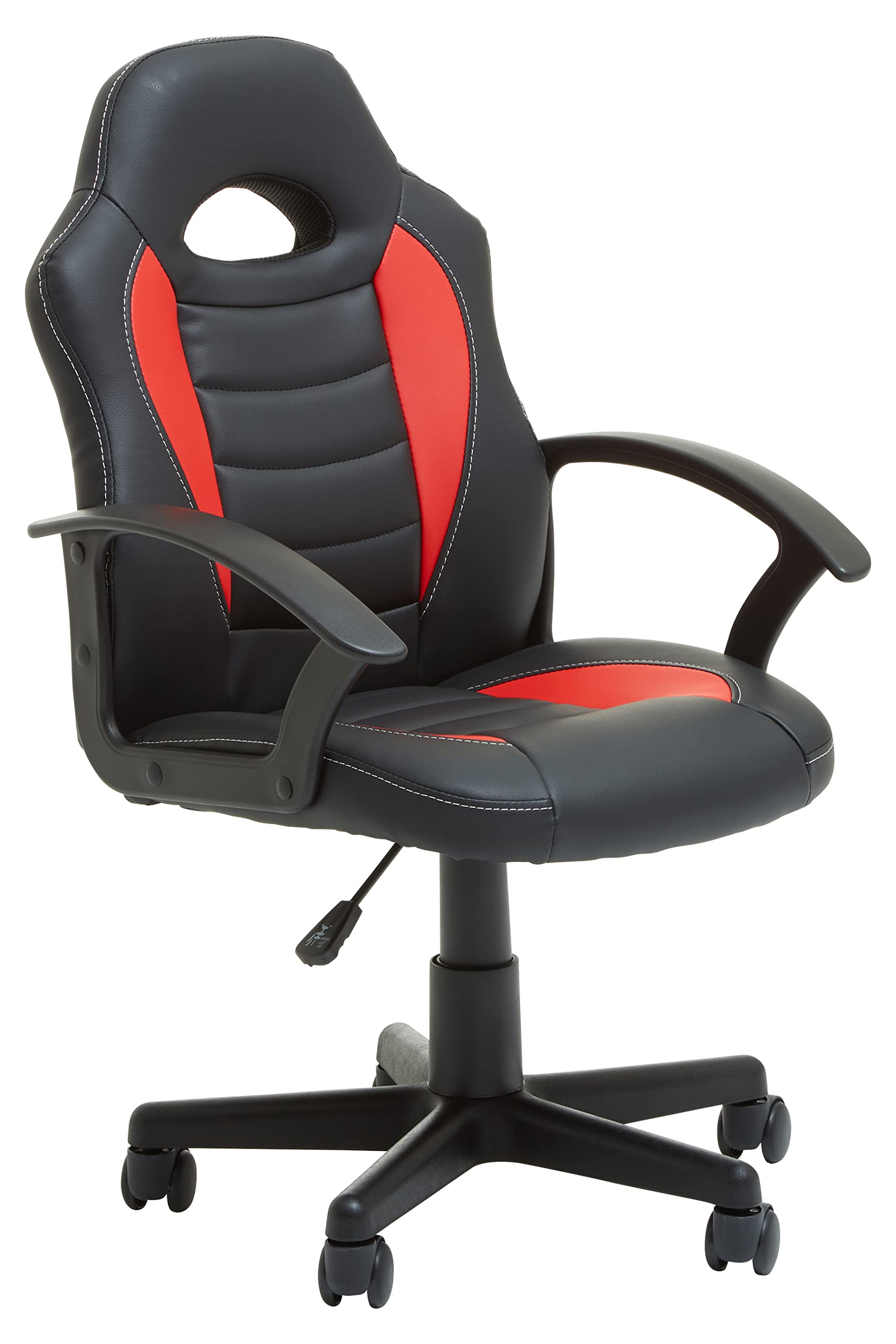 Premier Housewares PU Leather Effect Gaming Chair - Red - Swivel Base