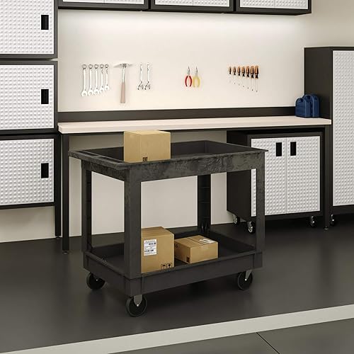 Miniatura 2 de Manufacturing 2521 Deep Well Utility Cart, plástico, 2 estantes, 500 lb. Capacidad, 17-12 x 34-12 x 32-34