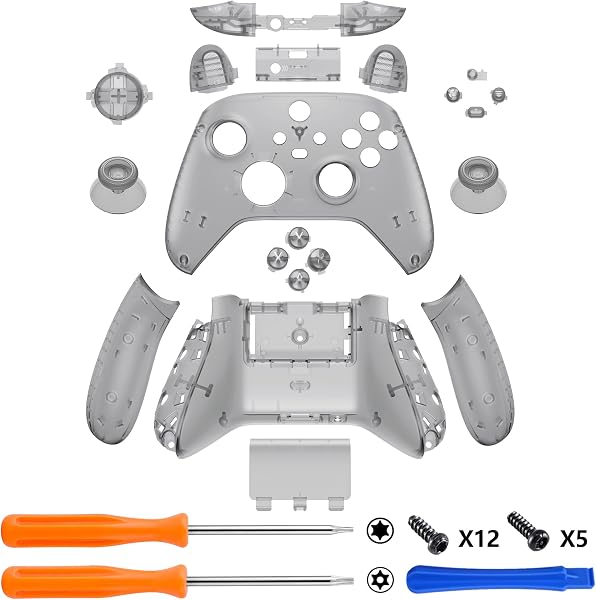 eXtremeRate Carcasa Transparente para Xbox Series X S Mando Carcasa Completa Protector Placa Trasera Funda Frontal Empuñadura Agarre con Botones para Xbox Series S X Control-No Incluye Mando(Negro) - 3