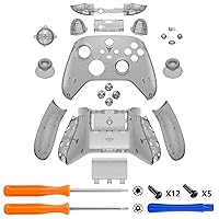 Vista 3 de eXtremeRate Full Set Shell Buttons for Xbox Series X & S, Clear Black Replacement Side Rails Grips Front Back Plate Cover for Xbox Core Wireless