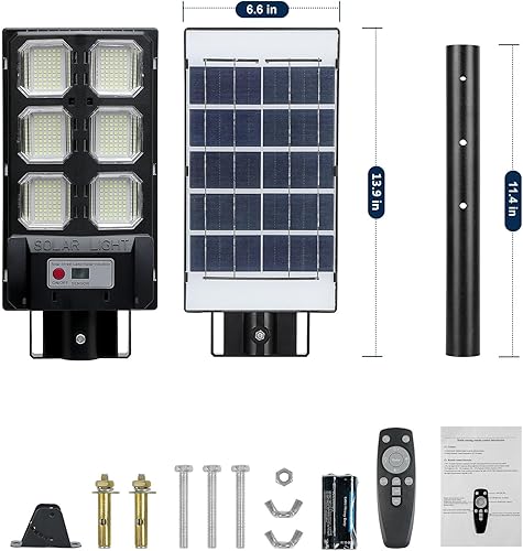 Miniatura 6 de Luces solares para exteriores, 8000LM 360 luces LED con sensor de movimiento, luz de calle solar del atardecer al amanecer con control remoto,