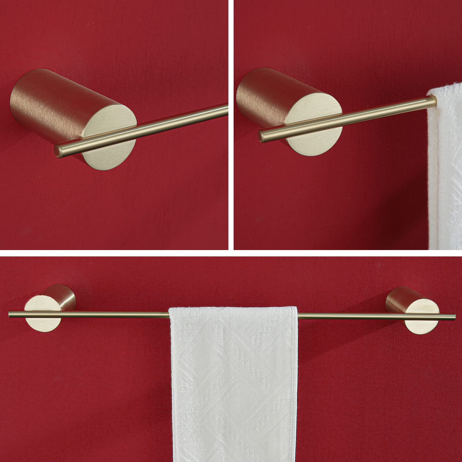 RANDOM Toallero dorado cepillado para barra de 18 pulgadas, soporte para toallas de mano para baño, cocina, accesorios de montaje en pared, 96068-2-18BG