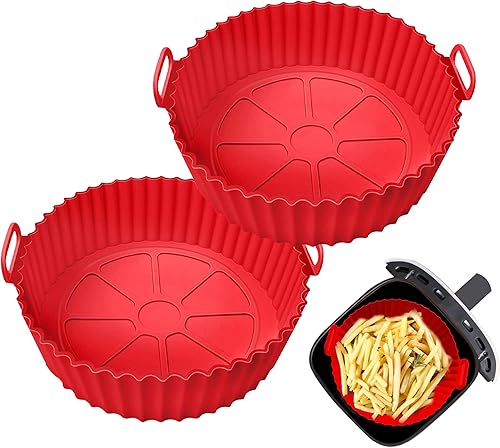 Miniatura 1 de UOUYOO Revestimientos de silicona para freidora de aire, paquete de 2 ollas de silicona para freidora de aire de 3 cuartos de galón, 4 cuartos de