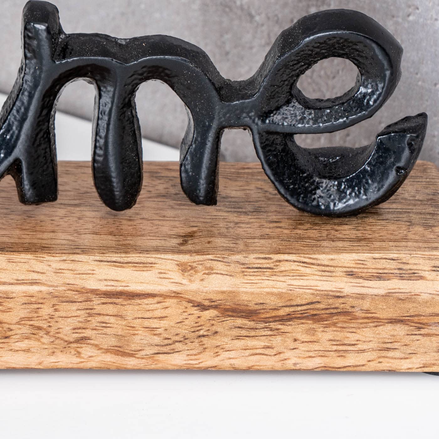 levandeo Espositore Home H11 cm, scritta nera in metallo, legno di mango, decorazione da tavolo, decorazione per la casa