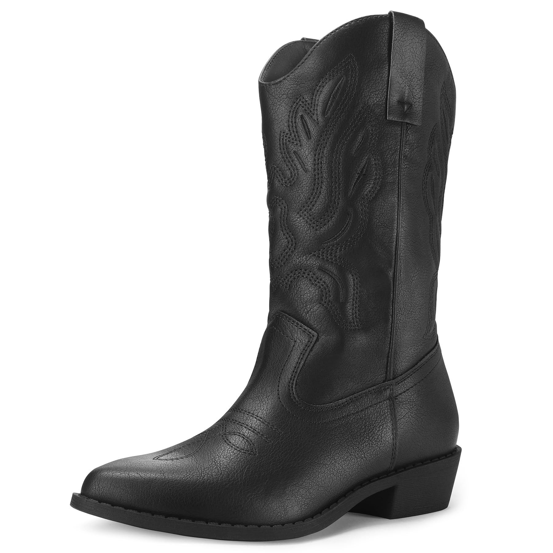 mysoft Women's Western Cowboy Boots Embroidered Mid-Calf Pointed Toe Cowgirl Boot