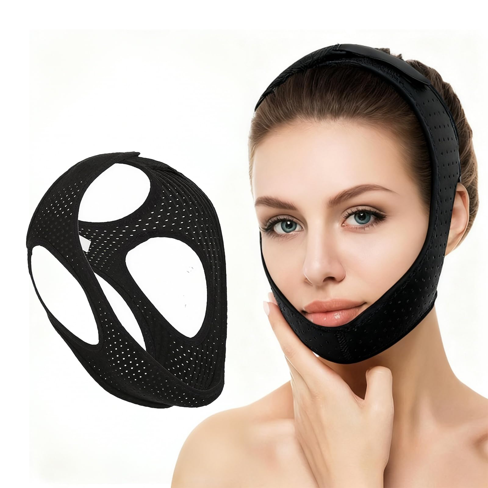 Photo 1 of 2 Pack Anti Snoring Chin Strap for CPAP Users, Breathable Adjustable Black Chin Strap to Keep Mouth Closed, Comfortable Sleep Aid for Men and Women