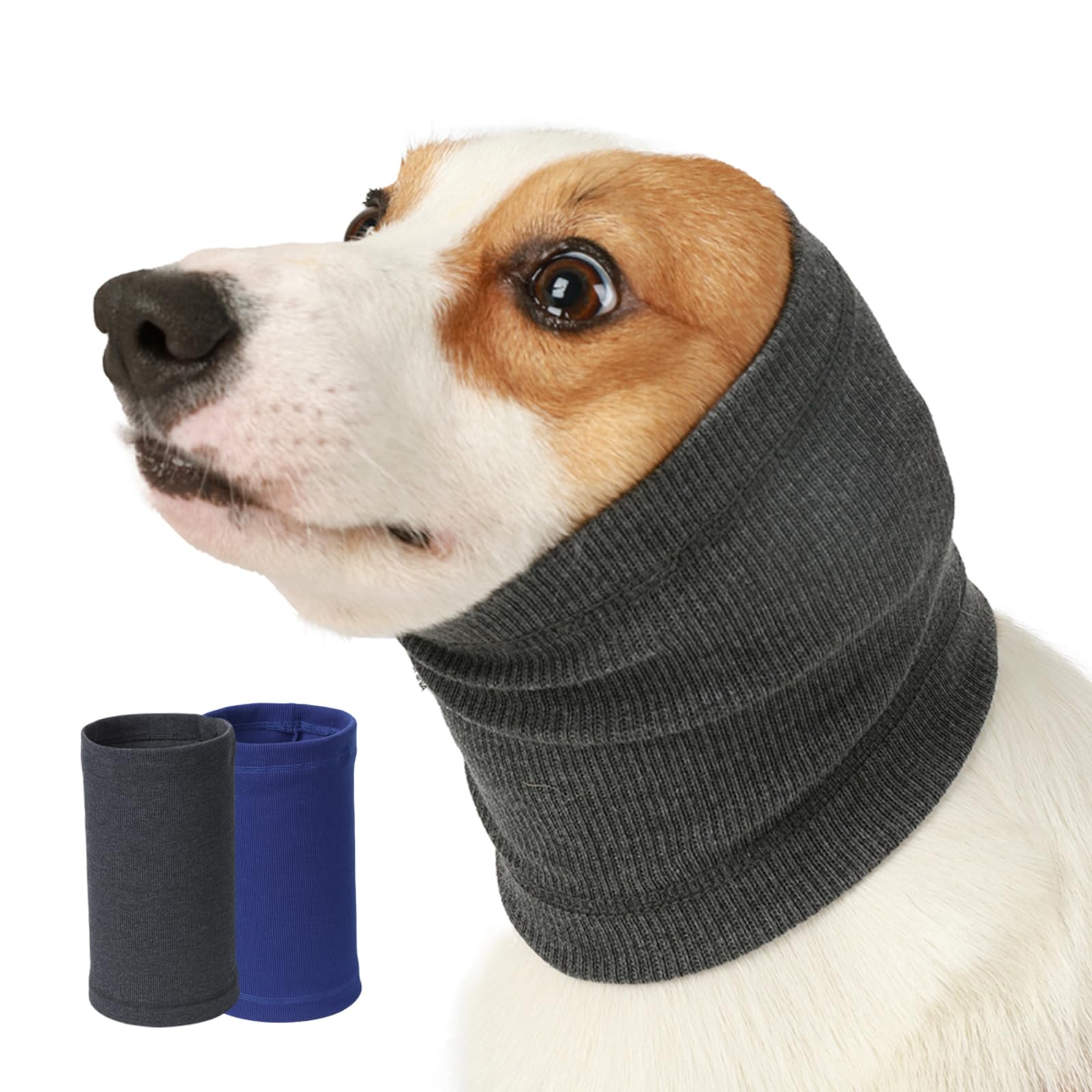 PAPIAMEN Dog Ear Muffs Calming Hoodie,Fireworks Thunder Head Wrap for Doggy,No Shake Anxiety Relief Pet Covers Ear Noise Protection Vest for Dogs for Vet Visits,Bathing(Grey,L) — image 1