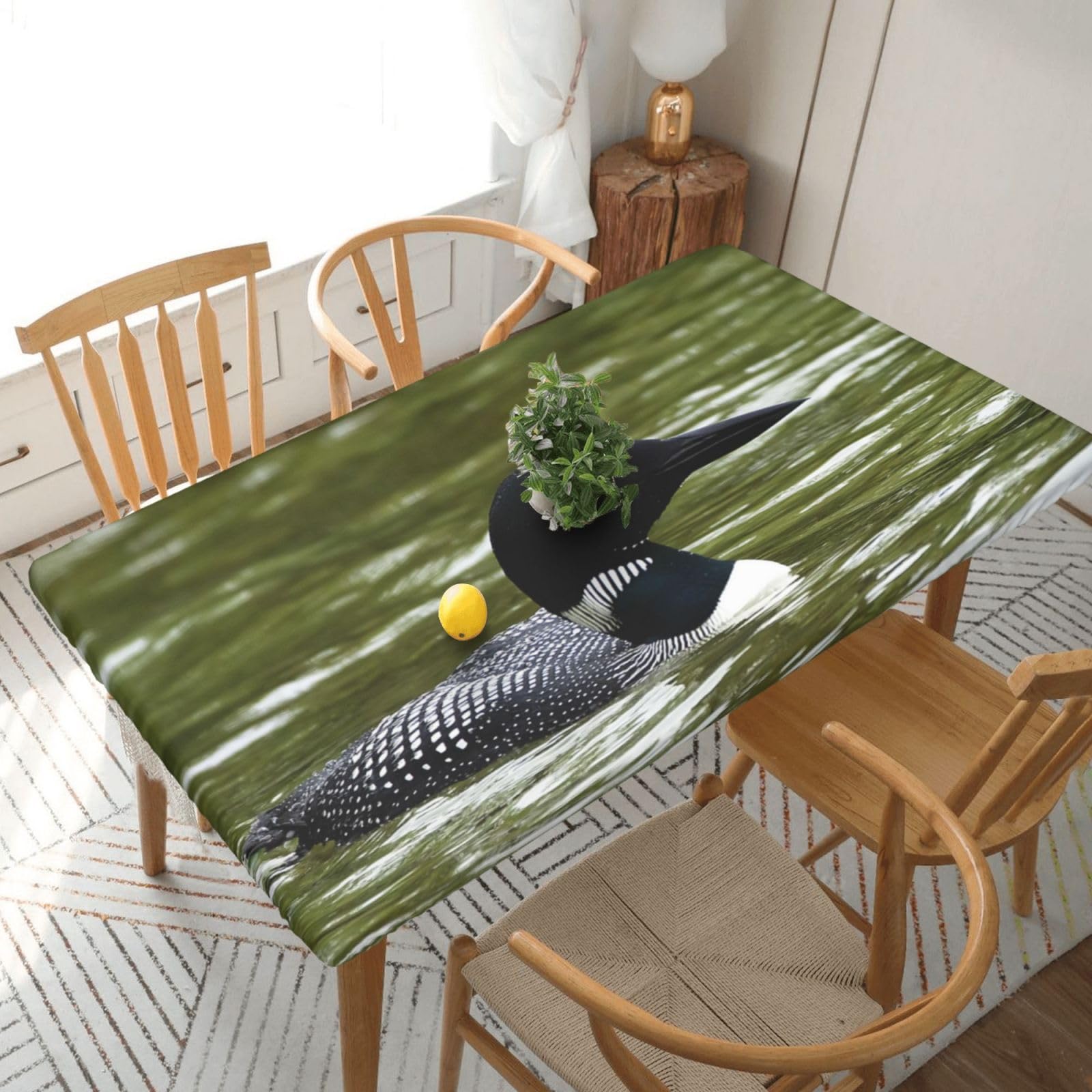BNVSADC Loon Nature Bird Printed 5FT Tablecloth Polyester Kitchen Water Resistant Table Cloth Dining Table Decoration Table Covers, 152x76 CM