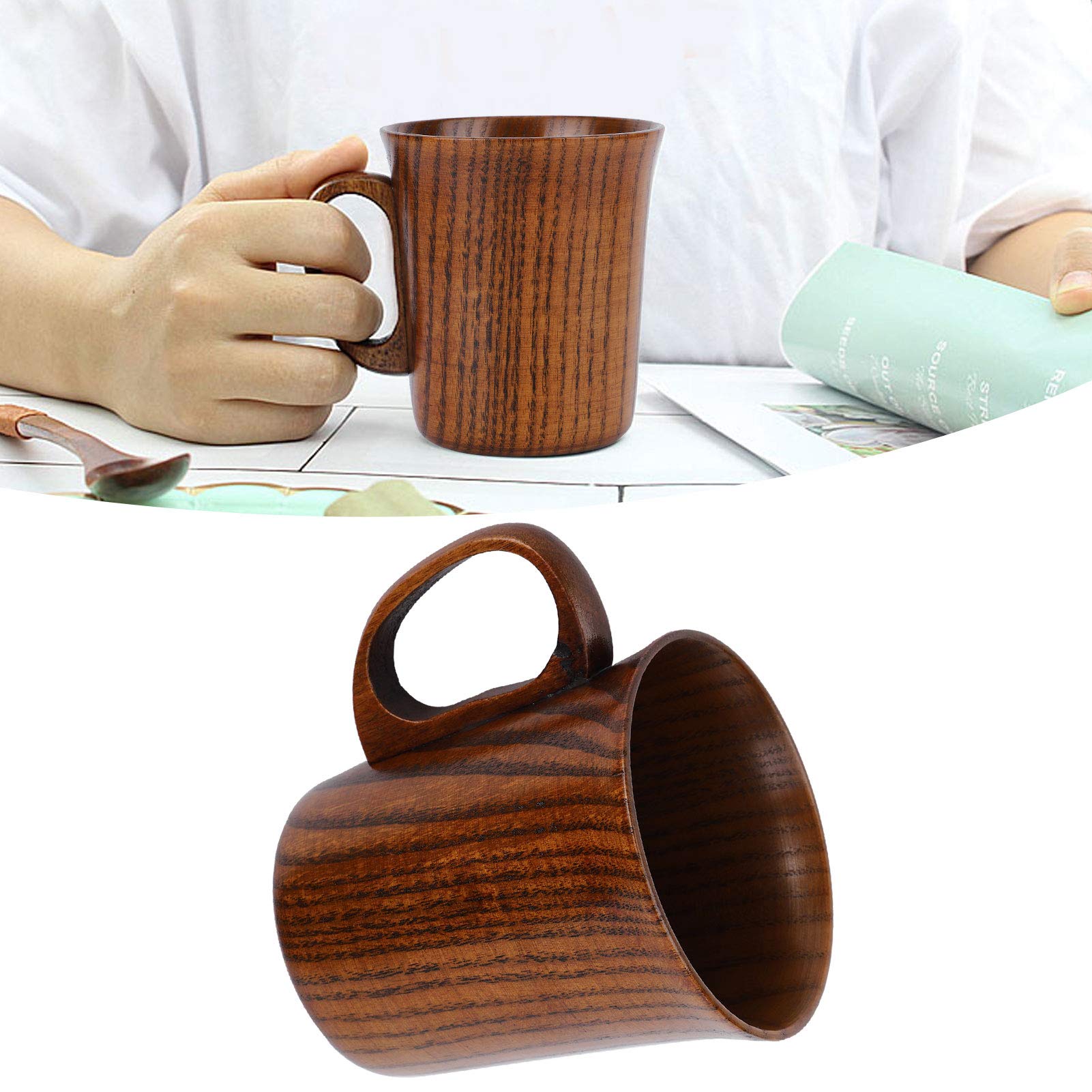 Zerodis Taza de agua de madera Taza para beber Tazas de café con mango Suministros para beber leche para el desayuno Decoración del hogar